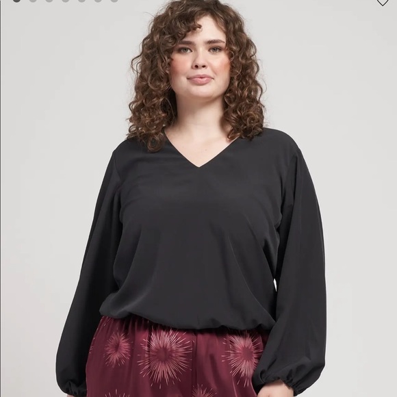 COPY - Occasion Stretch Crepe Blouson Top (black) - Picture 2 of 5